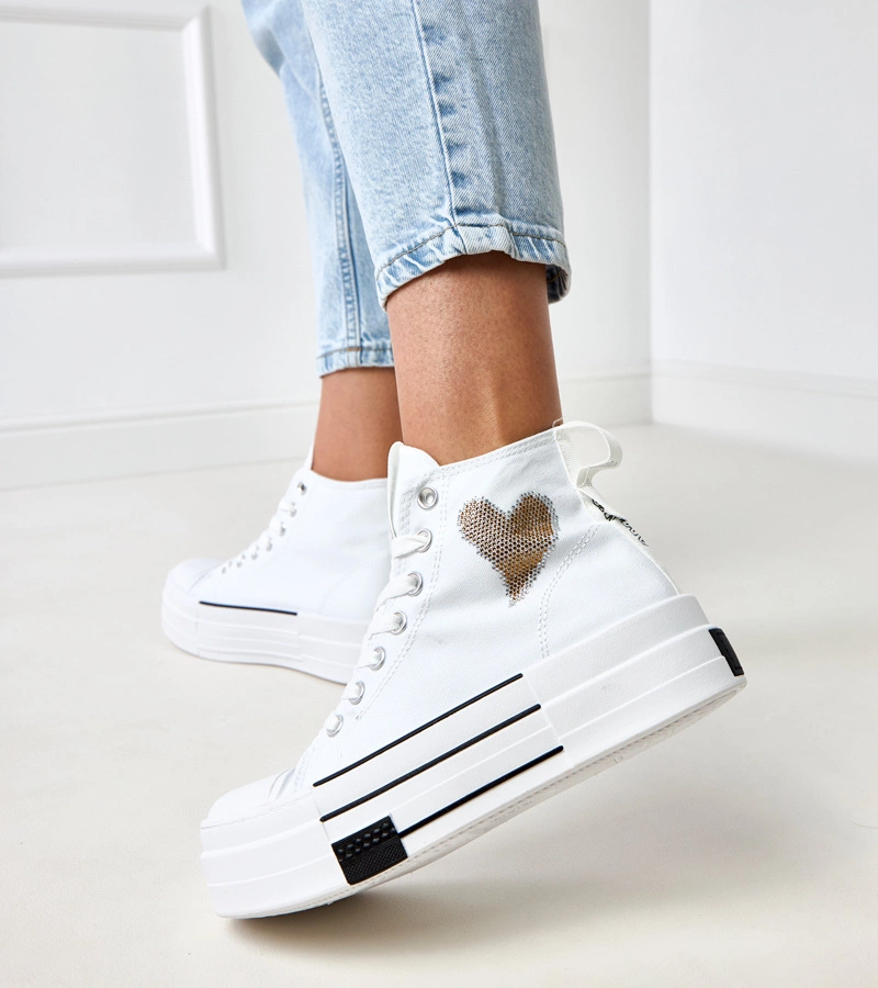 Bílé vysoké tenisky na platformě se srdíčkem Ailea