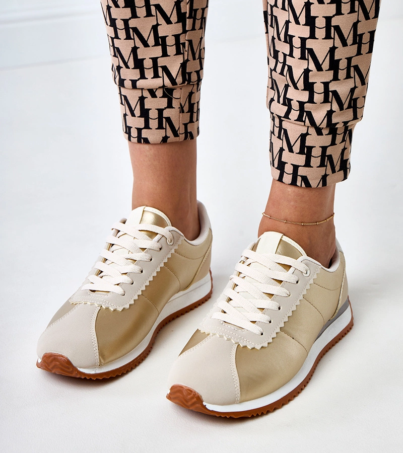 Zlaté sportovní tenisky s béžovou vsadkou Alva