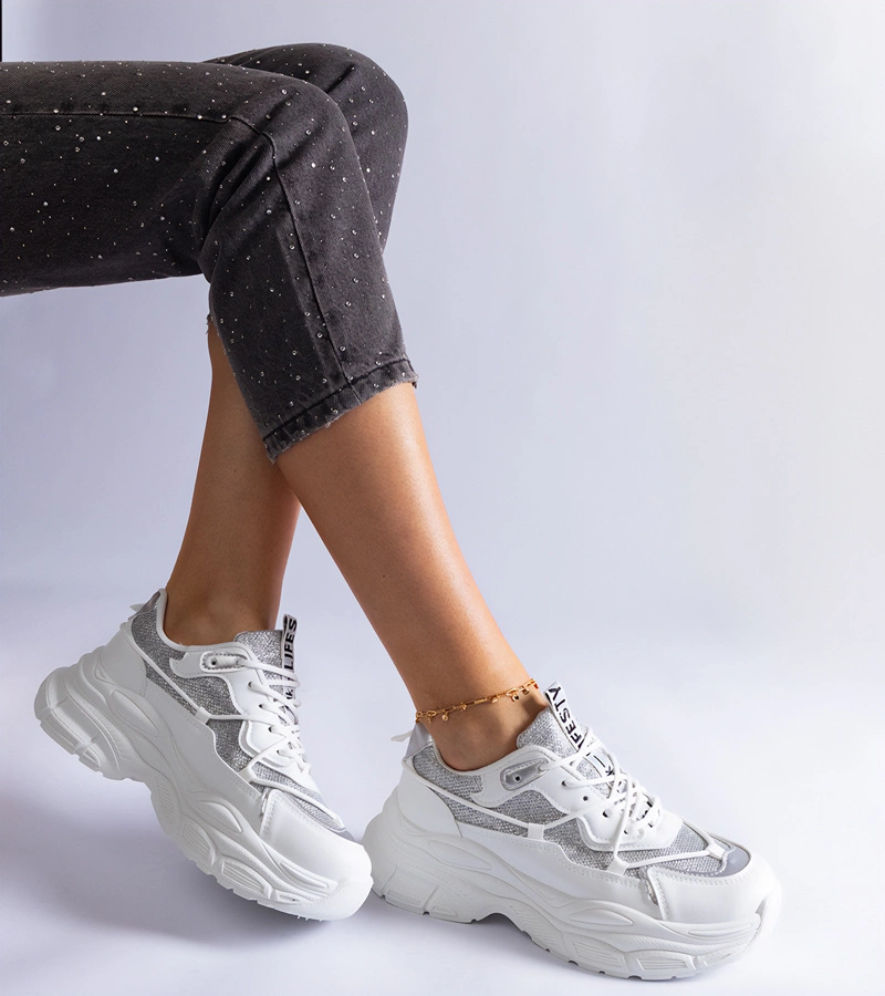 Bílé tenisky s třpytivými vsadkami Rigel