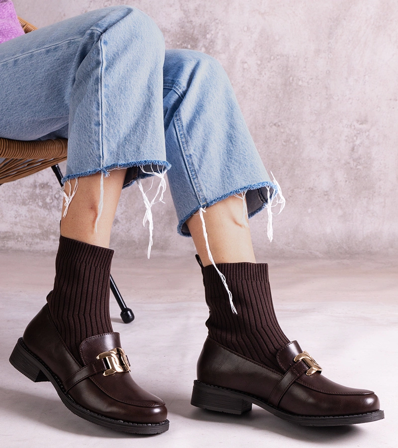 Hnědé kotníkové boty s textilním svrškem Krisa