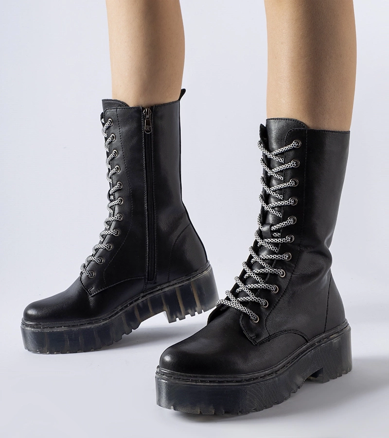 Černé kožené botky Charlton DN19-7815A BLACK