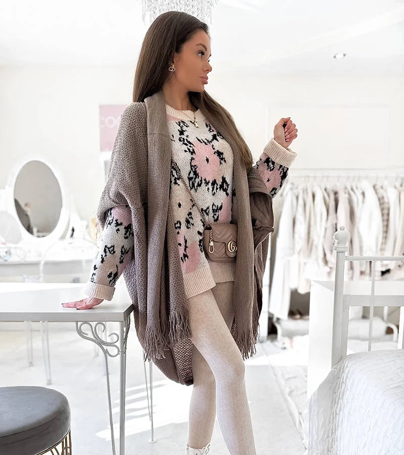 Hnědý přehoz s třásněmi Noah