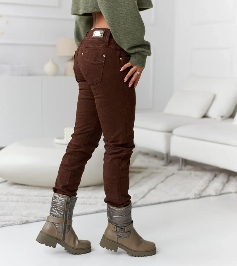 Hnědé vzorované kalhoty Lévesque