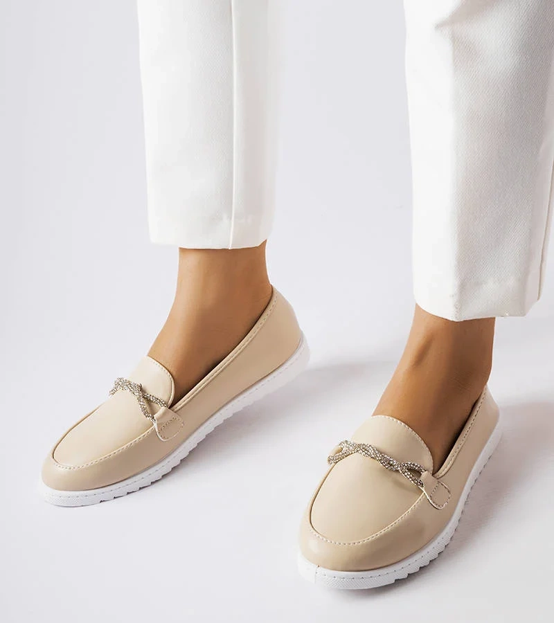 Béžové mokasíny se zirkony Paola