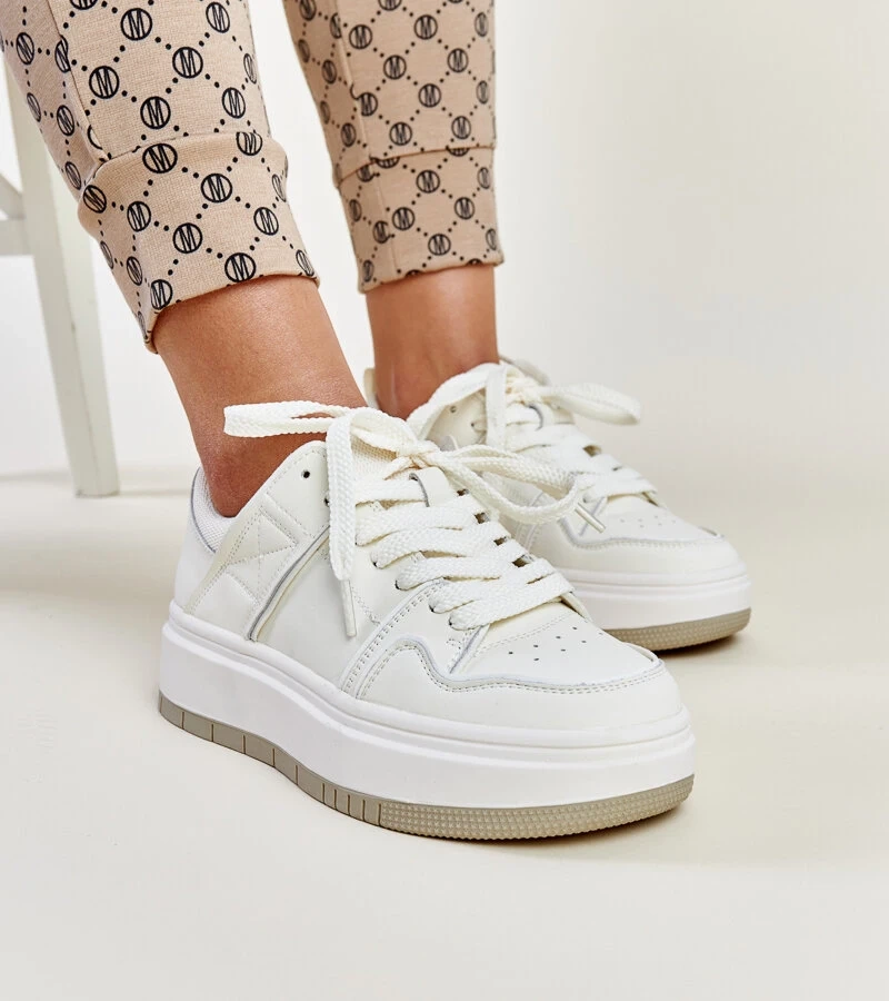 Bílé kůžené tenisky na tlusté podrážce Abrar