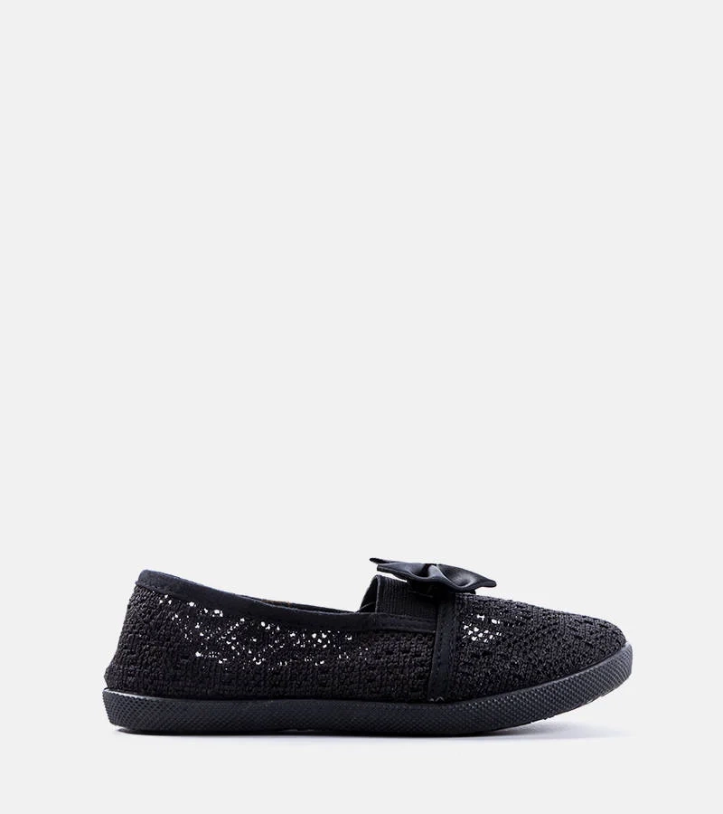 Černé ažurové dětské baleríny Bubby