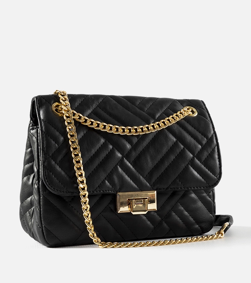 Černá prošívaná taška přes rameno Farmers