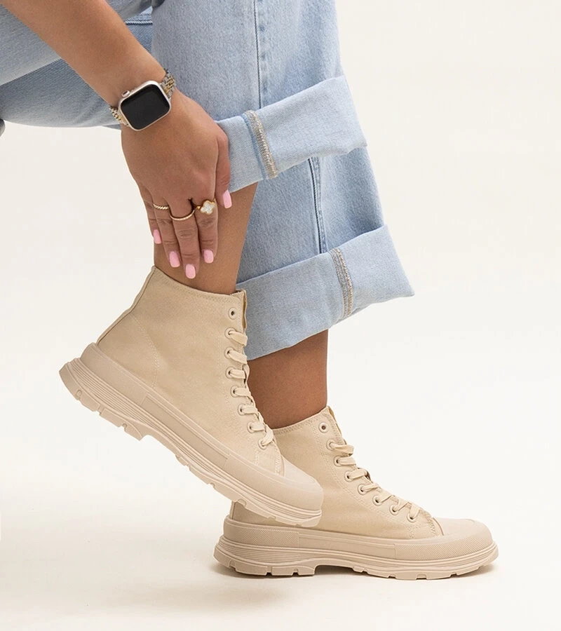 Vysoké béžové masivní tenisky Rosalinda