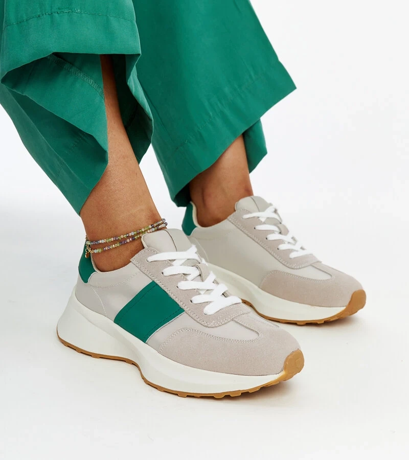 Šedozelené kůžené tenisky Ganim