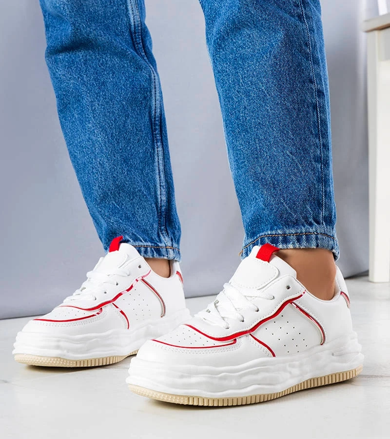 Bílé tenisky s červenými vložkami Nettie