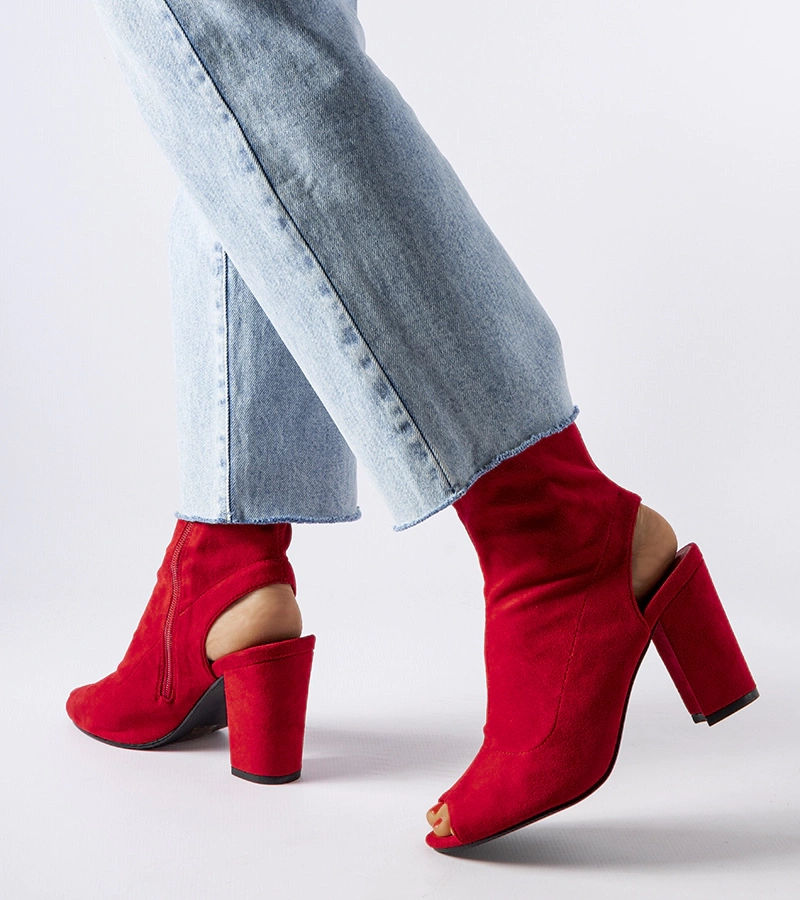 Červené boty na podpatku P1AX3701-20 RED