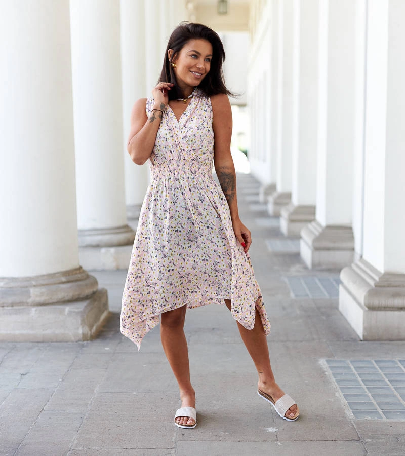 Růžové květinové šaty Grado