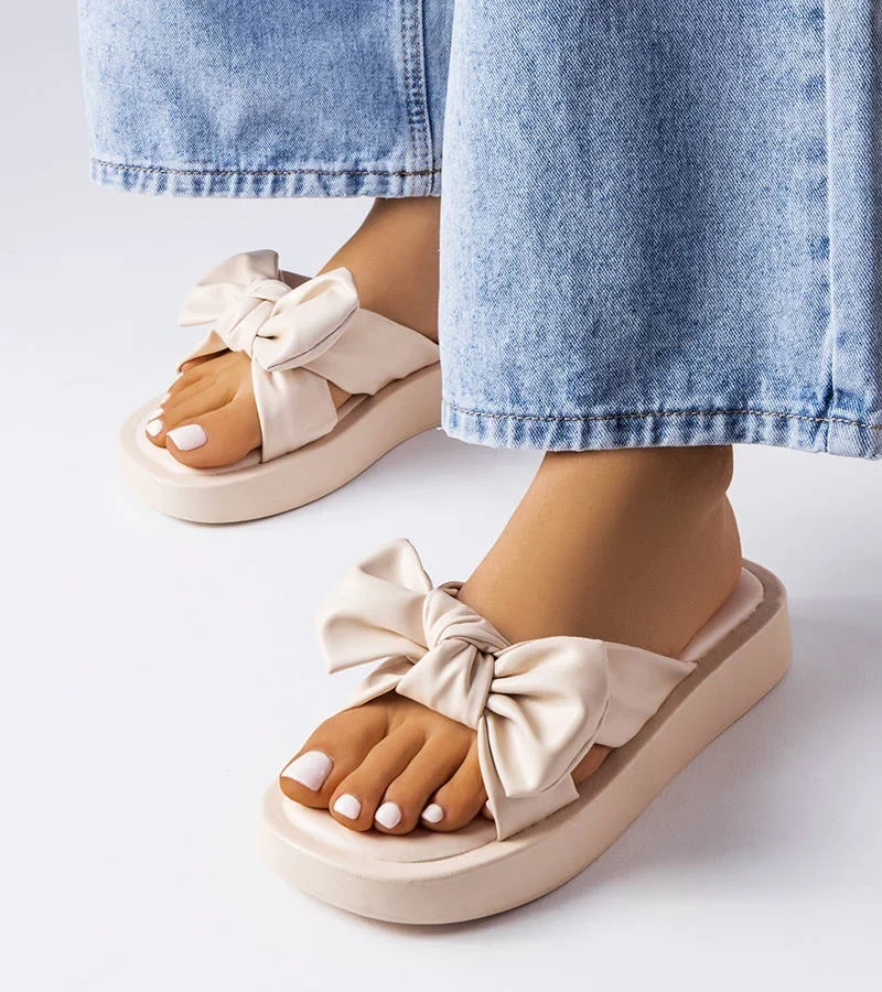 Béžové žabky na platformě s mašlí Edvard