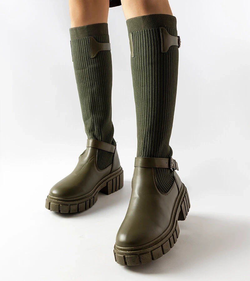 Zelené boty se strečovým svrškem Courcelle