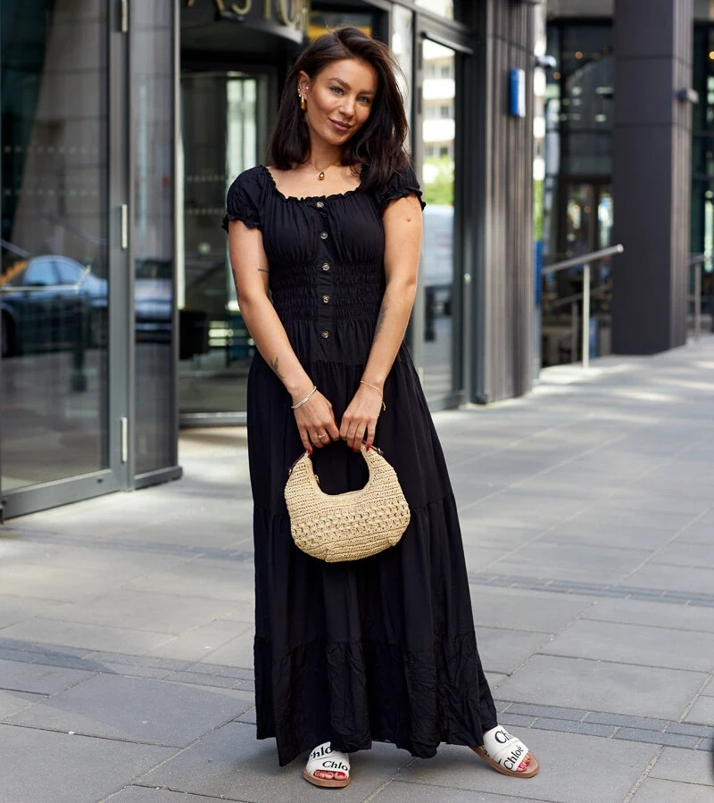 Černé šaty s řasením Betsi