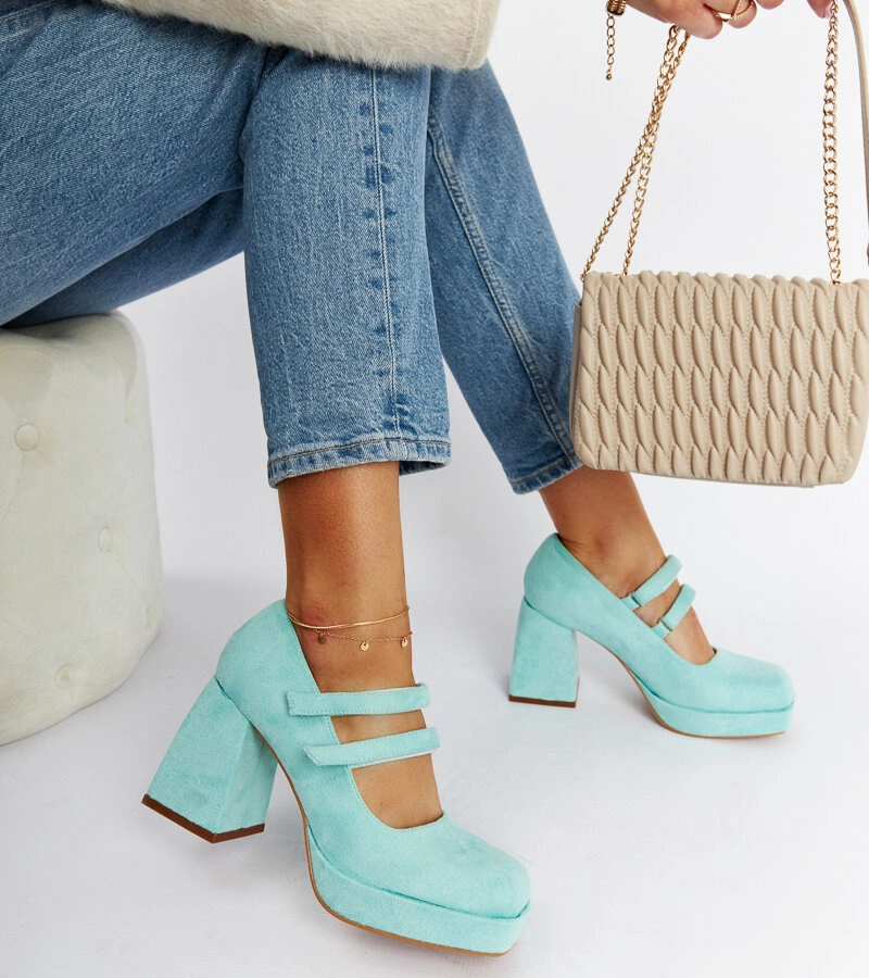 Tyrkysové lodičky na masivním sloupku Cher