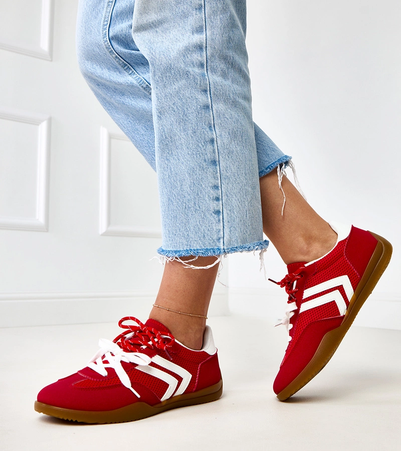 Červené tenisky z prodyšné síťoviny s bílou vložkou Malkan