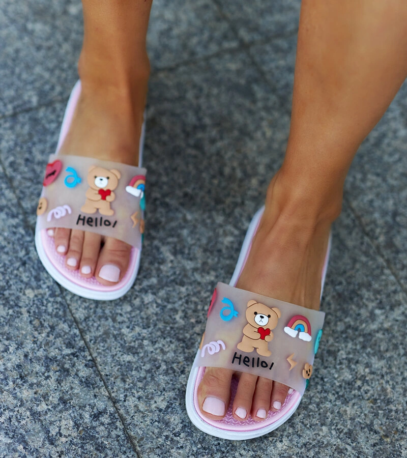 Růžové pantofle s gumovou svrškem Diaspa