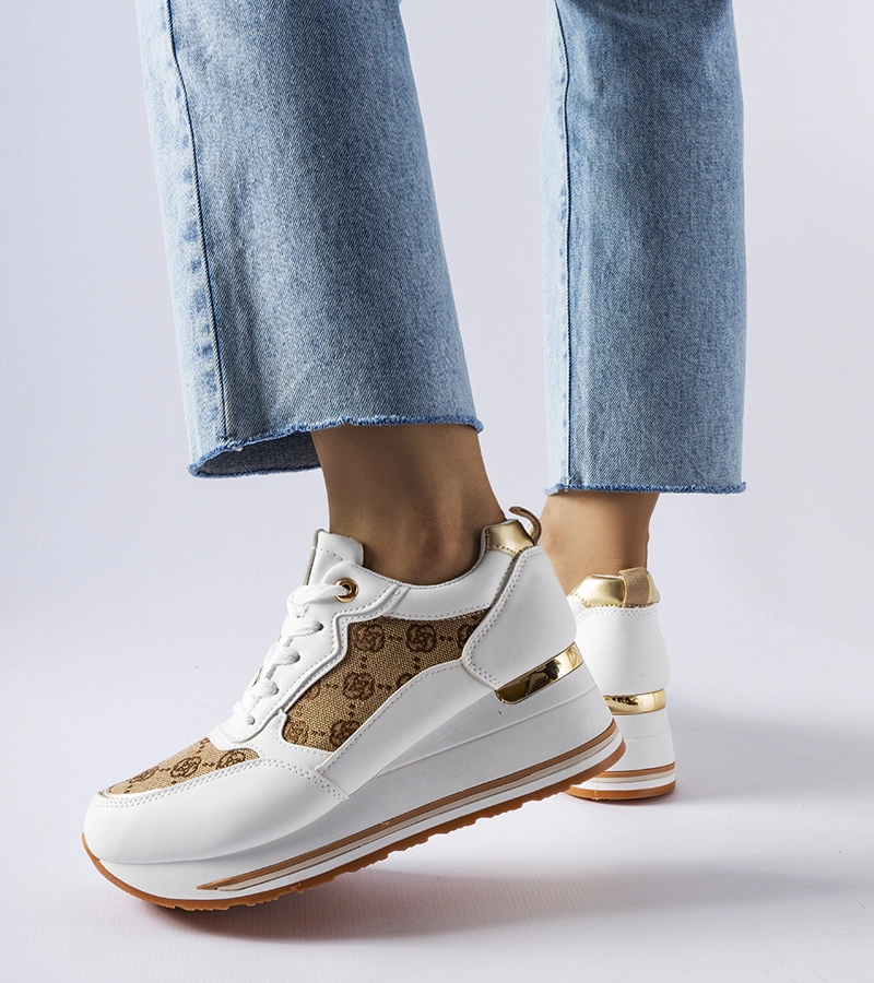 Bílé tenisky na podpatku s potiskem Rouxi