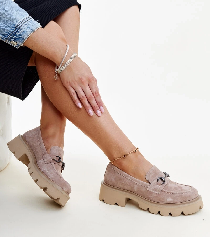 Béžové kůžové mokasíny Vinceza