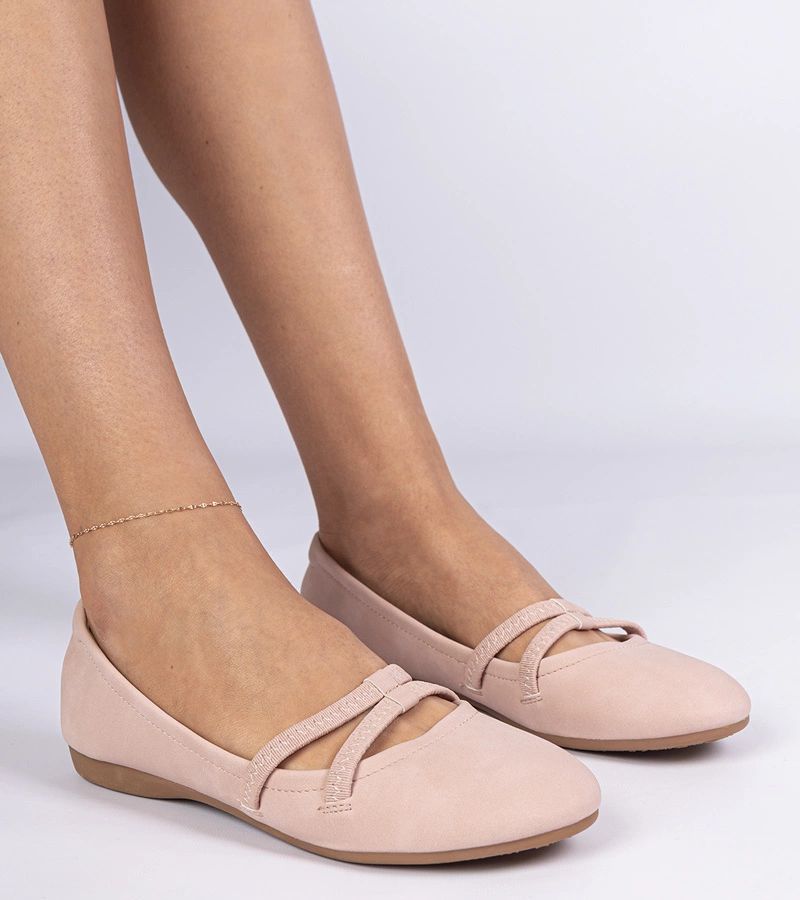 Růžové baleríny dámské z matné eko kůže Baronna