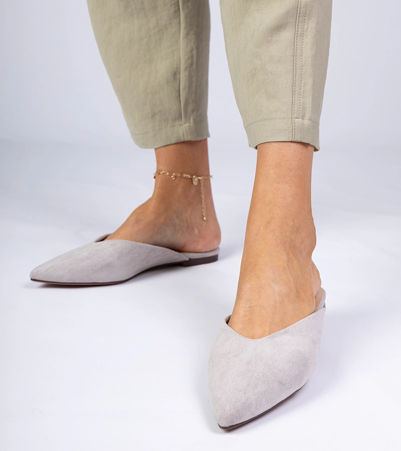 Šedé elegantní pantofle z ekosemiše Sarium