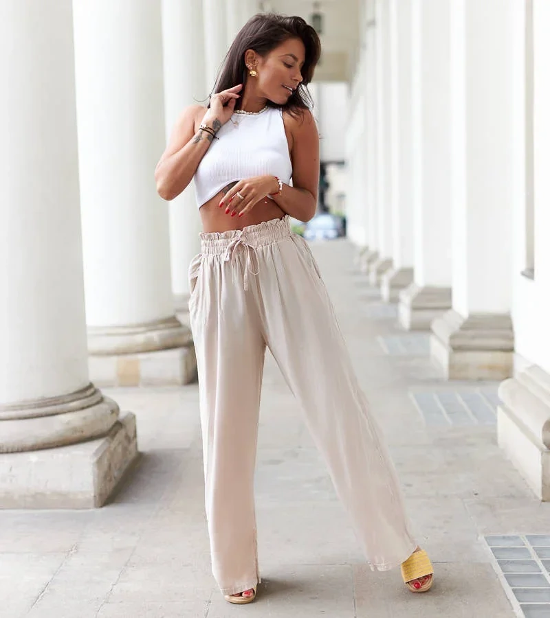 Hnědé kalhoty volného střihu Pisan