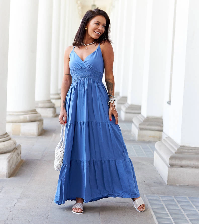 Modré maxi šaty Goffredo