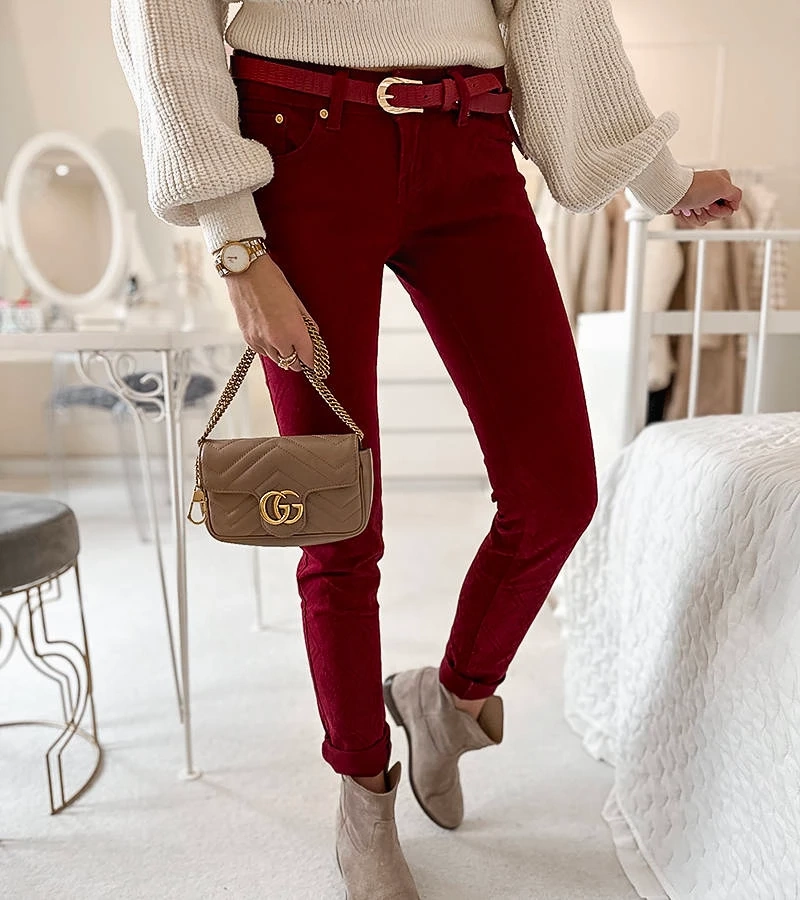 Kalhoty z bordó látky Chevrette