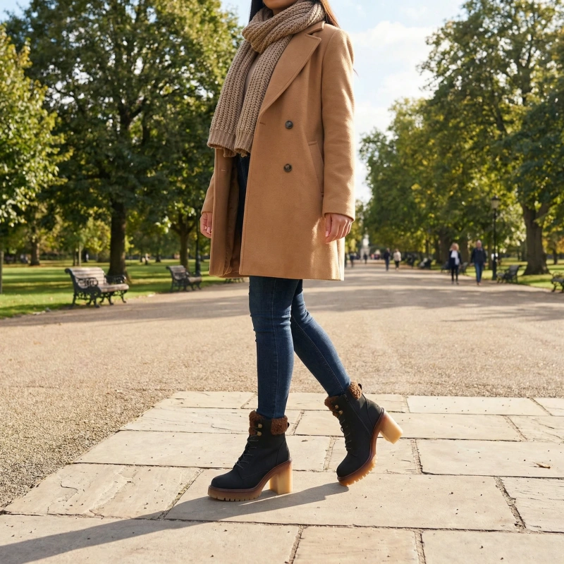 Černé kotníkové boty na podpatku s kožíškem na svršku Alona