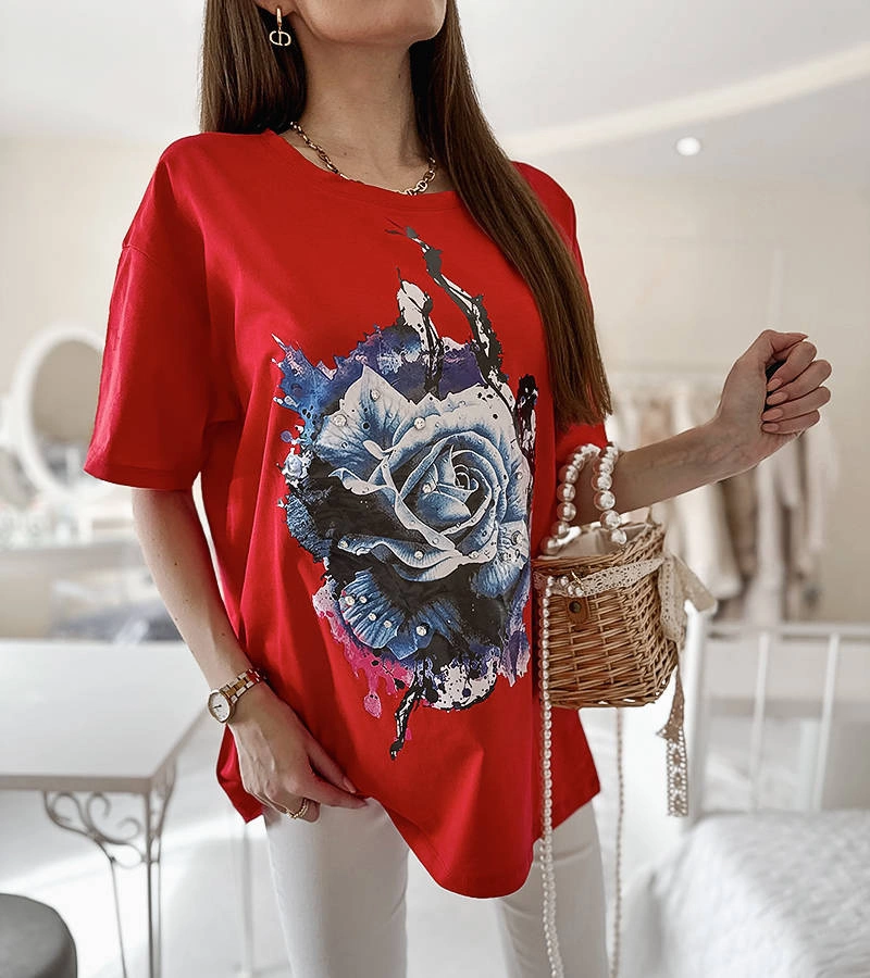 Červené volné tričko Mouet