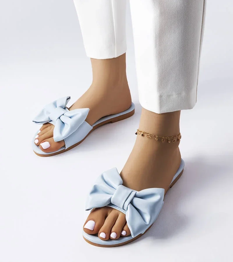 Modré elegantní žabky s mašlí Garnier