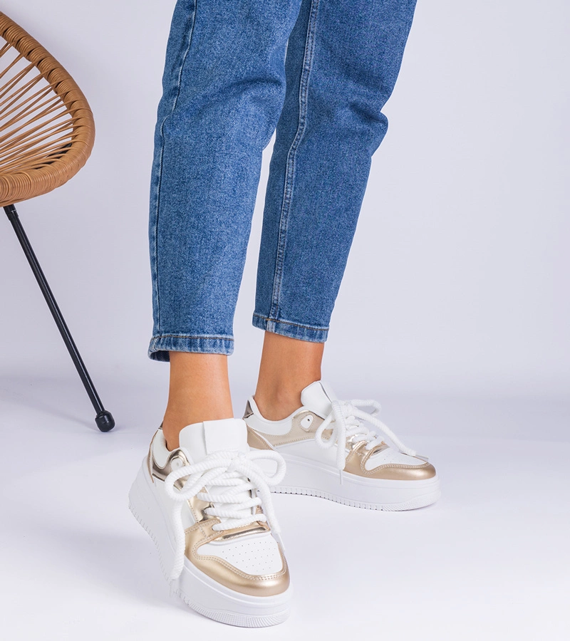 Bílo-zlaté tenisky na platformě Ivalda