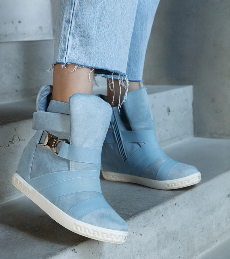 Růžové tenisky Rangel na klínovém podpatku