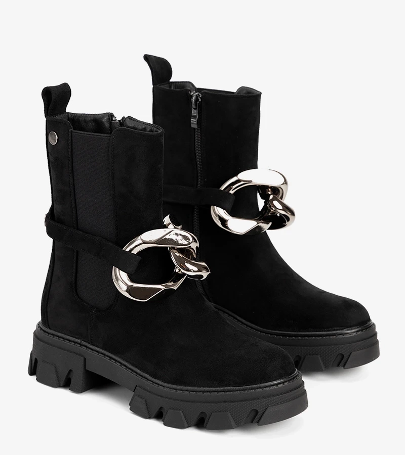 Černá boty se zlatým řetízkem Gareau