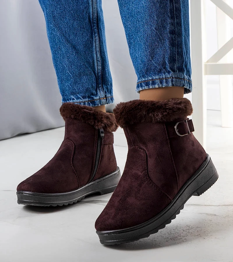 Hnědé zateplené sněhule s kožešinou Julius