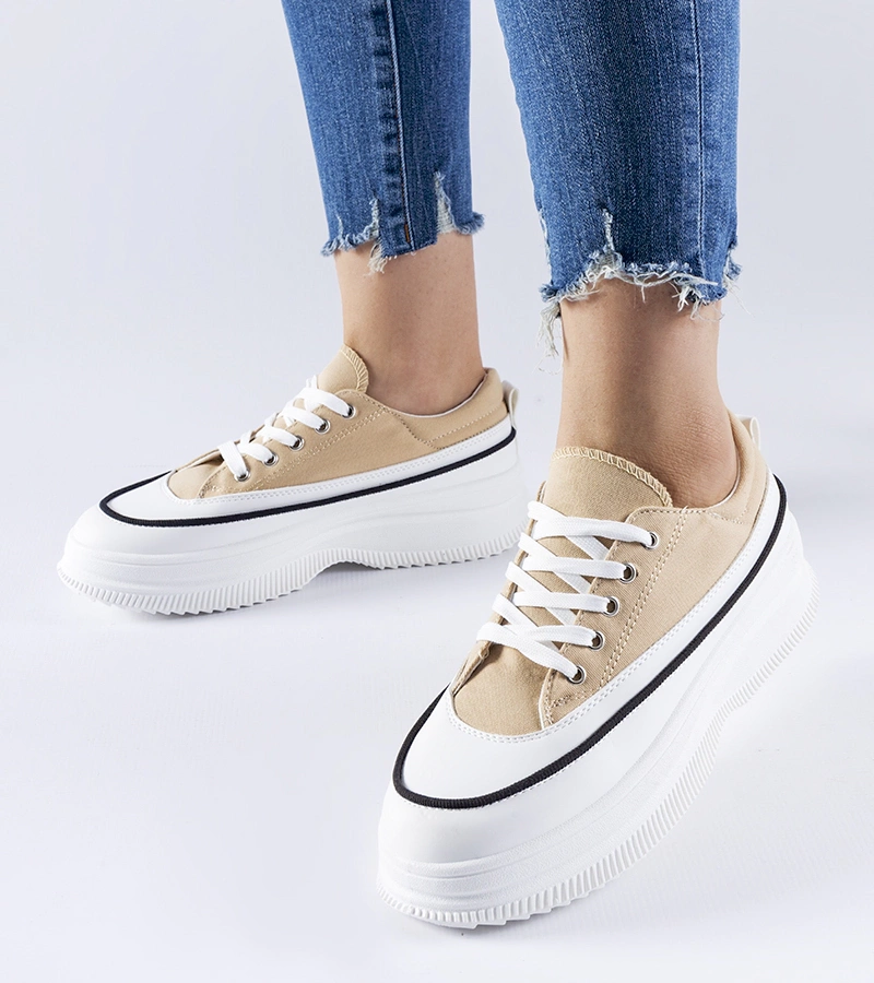 Bežové tenisky na platformě Plesio