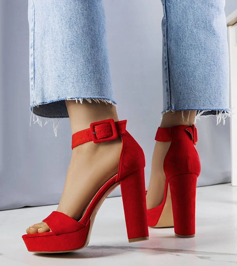 Červené sandály na jehlovém podpatku Josefina