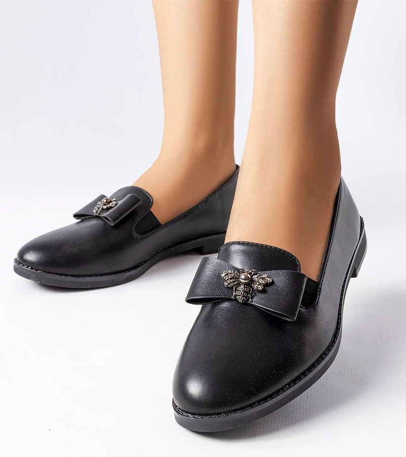 Černé ozdobné mokasíny Ila