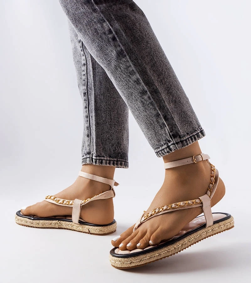 Béžové sandály Varieur zdobené řetízkem