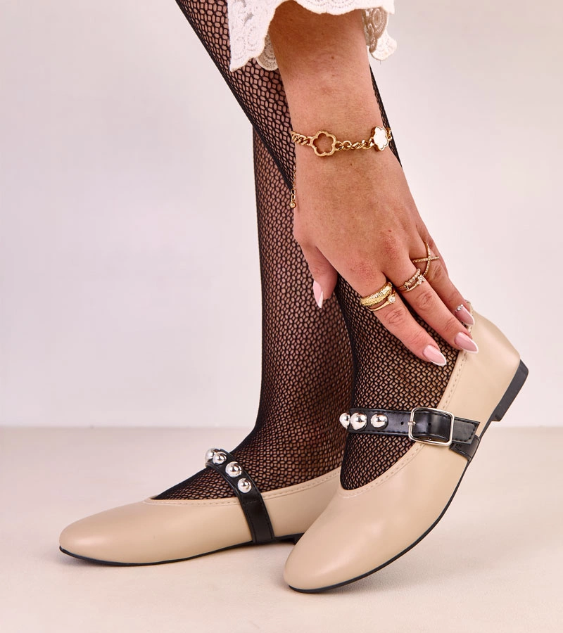 Béžové baleríny se zdobenou sponou Faira