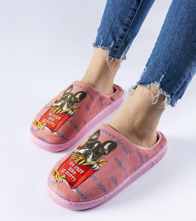 Tmavě růžové měkké pantofle Frenchfries