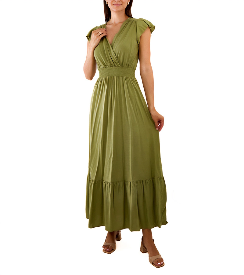 Zelené maxi šaty s růžky od Goffreda