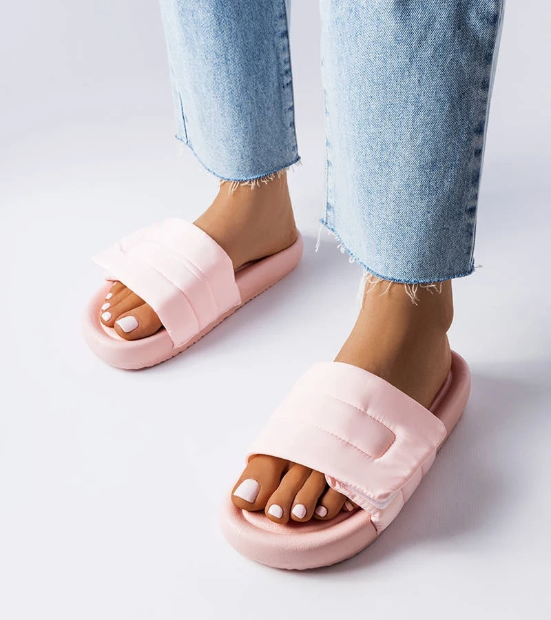 Růžové žabky Aleron na suchý zip