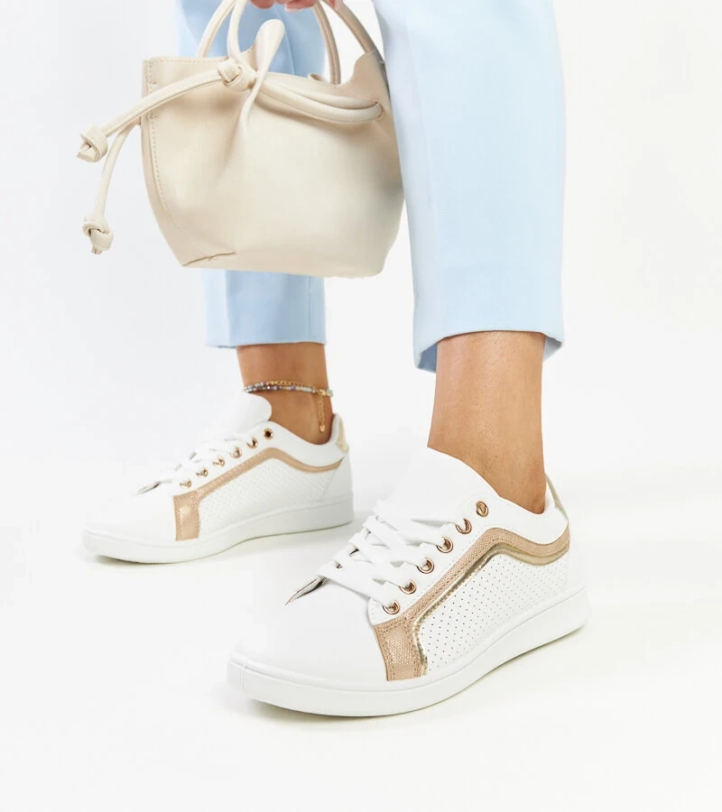 Bílo-zlaté tenisky na platformě Amala