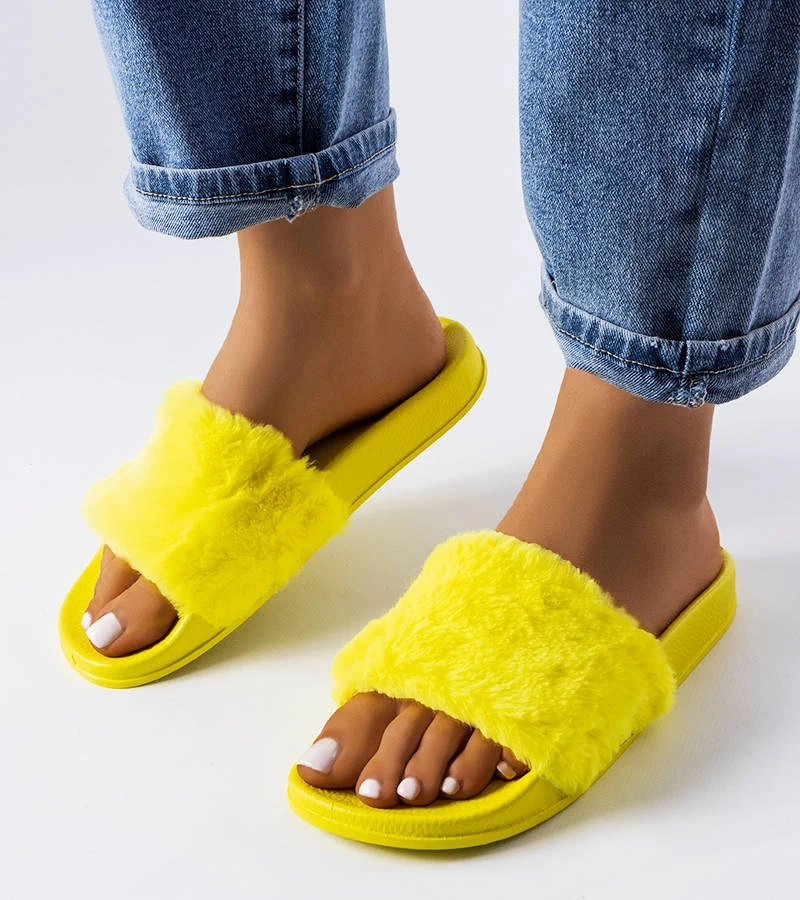 Žluté žabky s kožešinou Raffaele