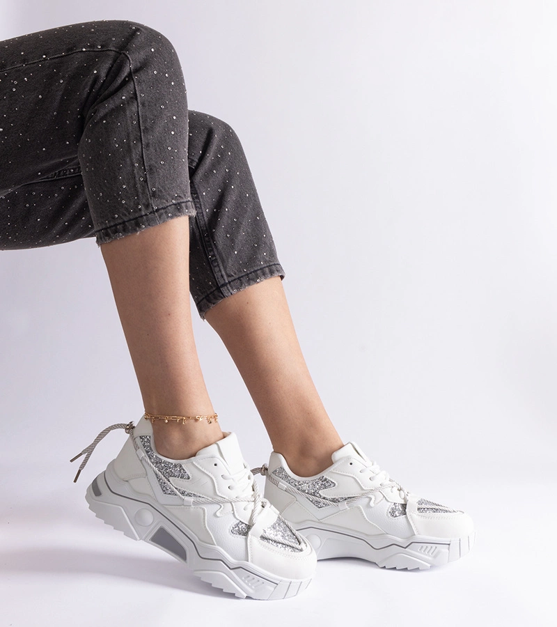 Dámské bílé tenisky s flitry Agar