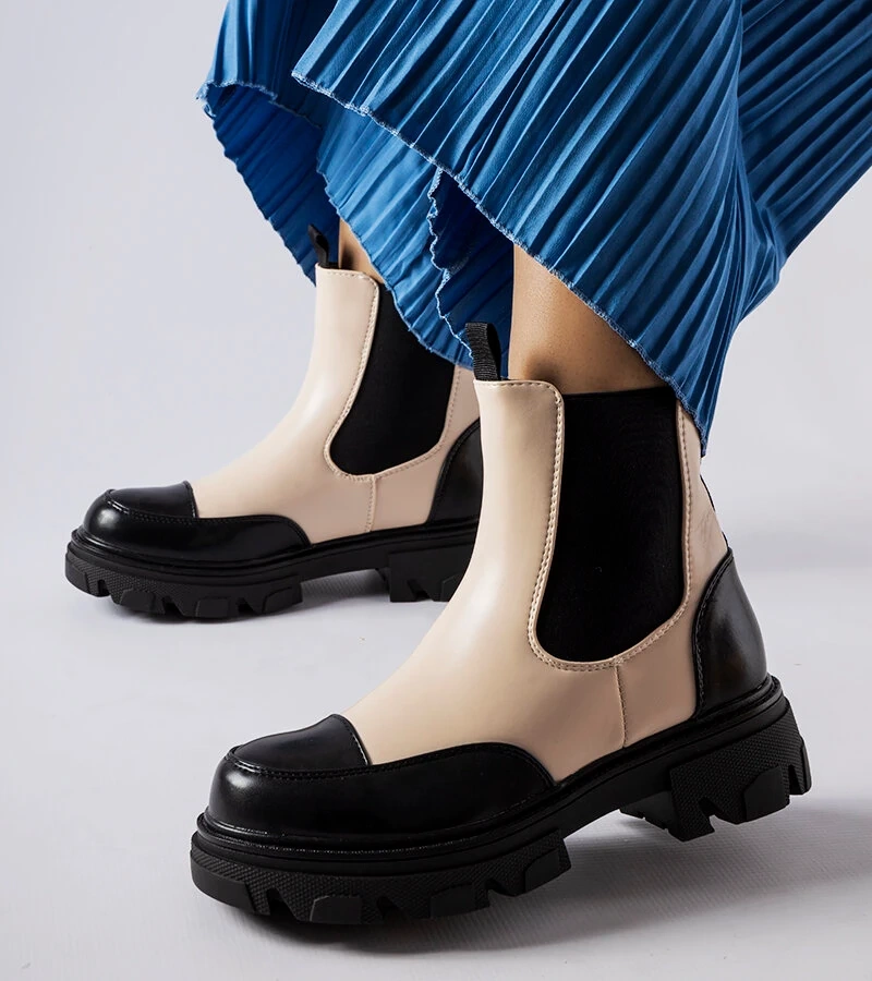 Černé a béžové nazouvací boty Albany