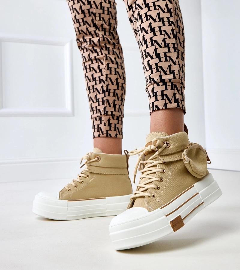 Hnědé vysoké tenisky na platformě s kapsičkou Yaren