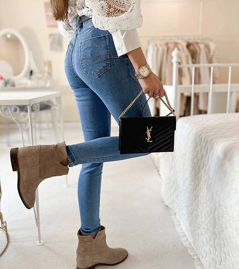 Modré push-up džíny Loring